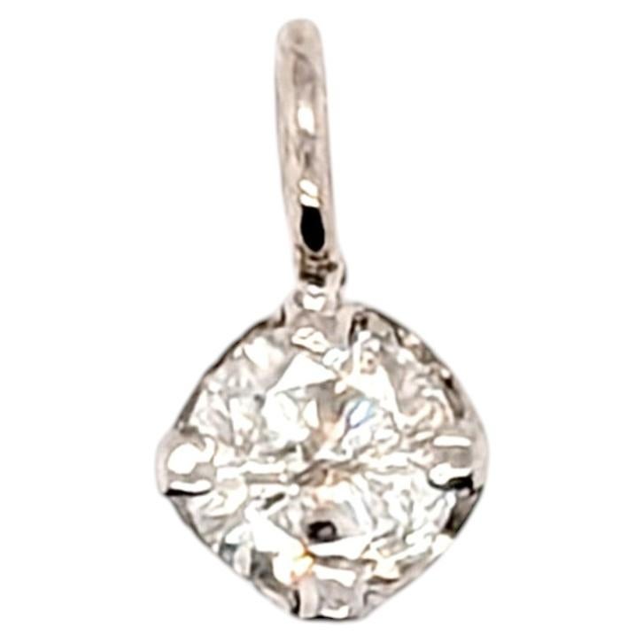 Diamond Solitaire Pendant Necklace .18ct Mined H SI Round Brilliant 14K White Go