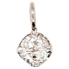 Diamond Solitaire Pendant Necklace .18ct Mined H SI Round Brilliant 14K White Go