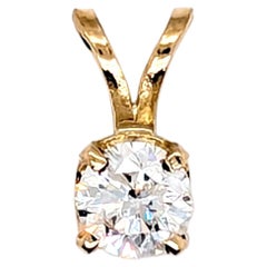 Diamond Solitaire Pendant Necklace .36ct Mined D-E SI2 RBC 14K Yellow Gold