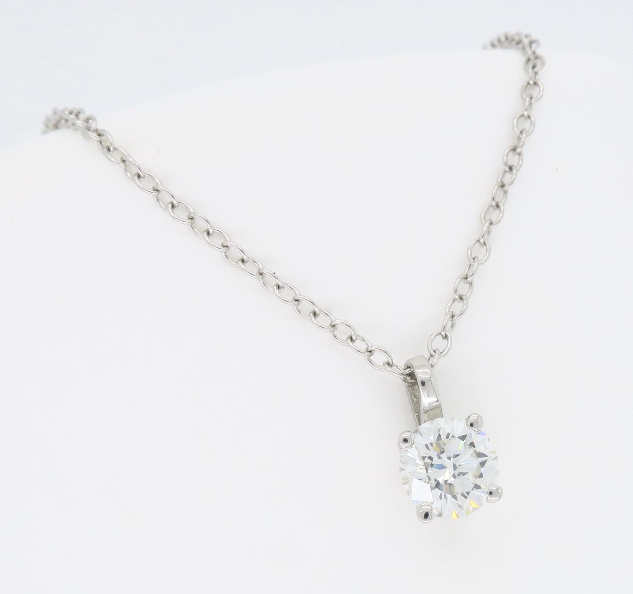 Women's or Men's Diamond Solitaire Pendant Necklace