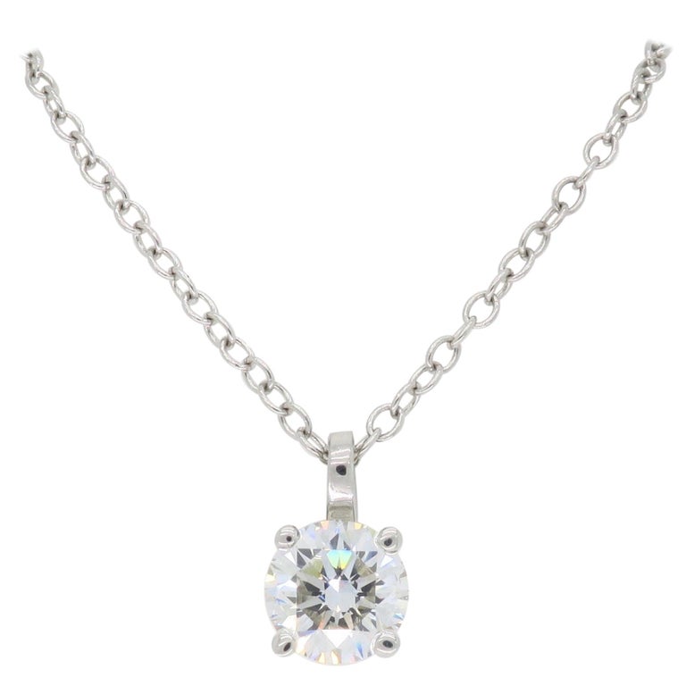 Diamond Solitaire Pendant Necklace at 1stDibs