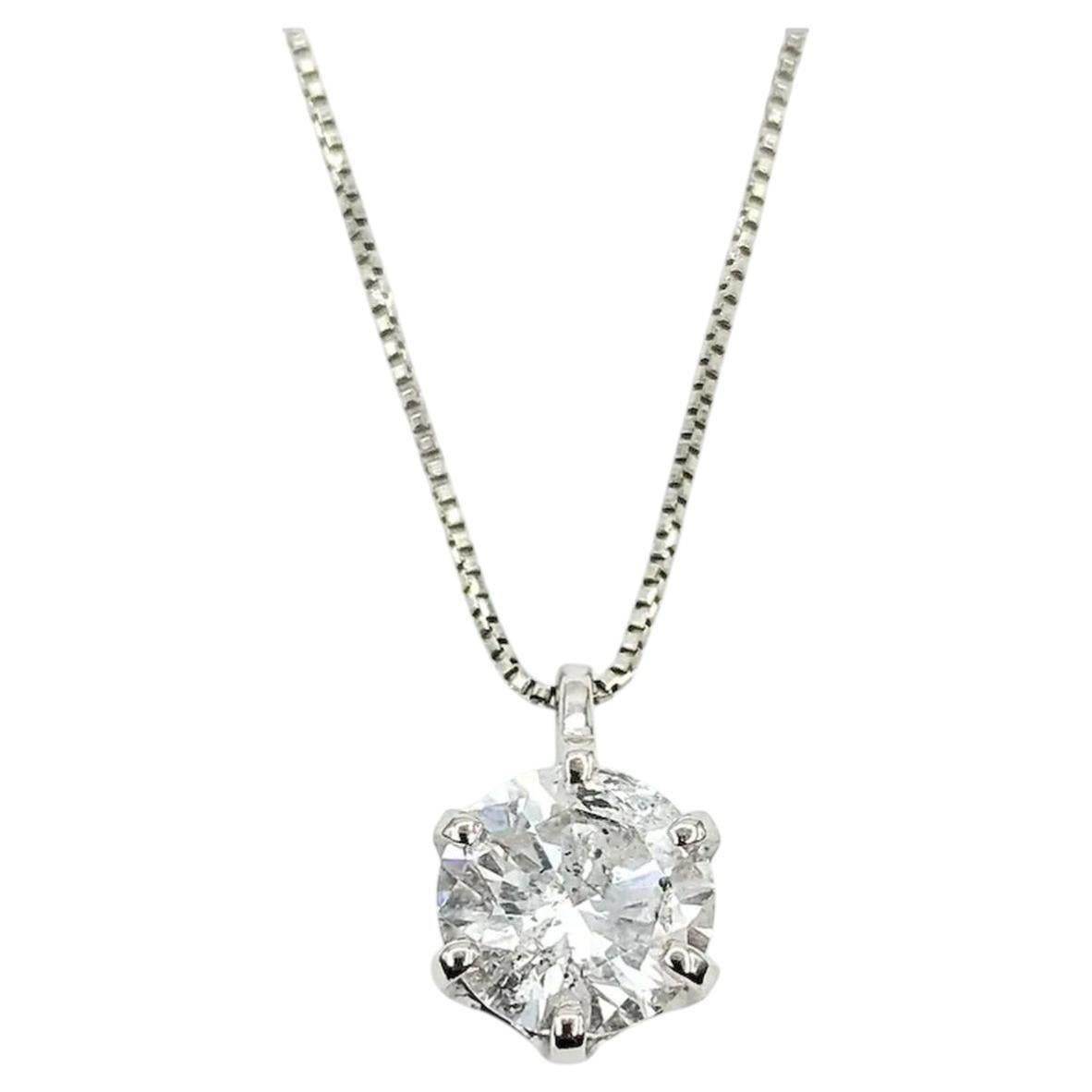 Diamond Solitaire Pendant Necklace in 850pt