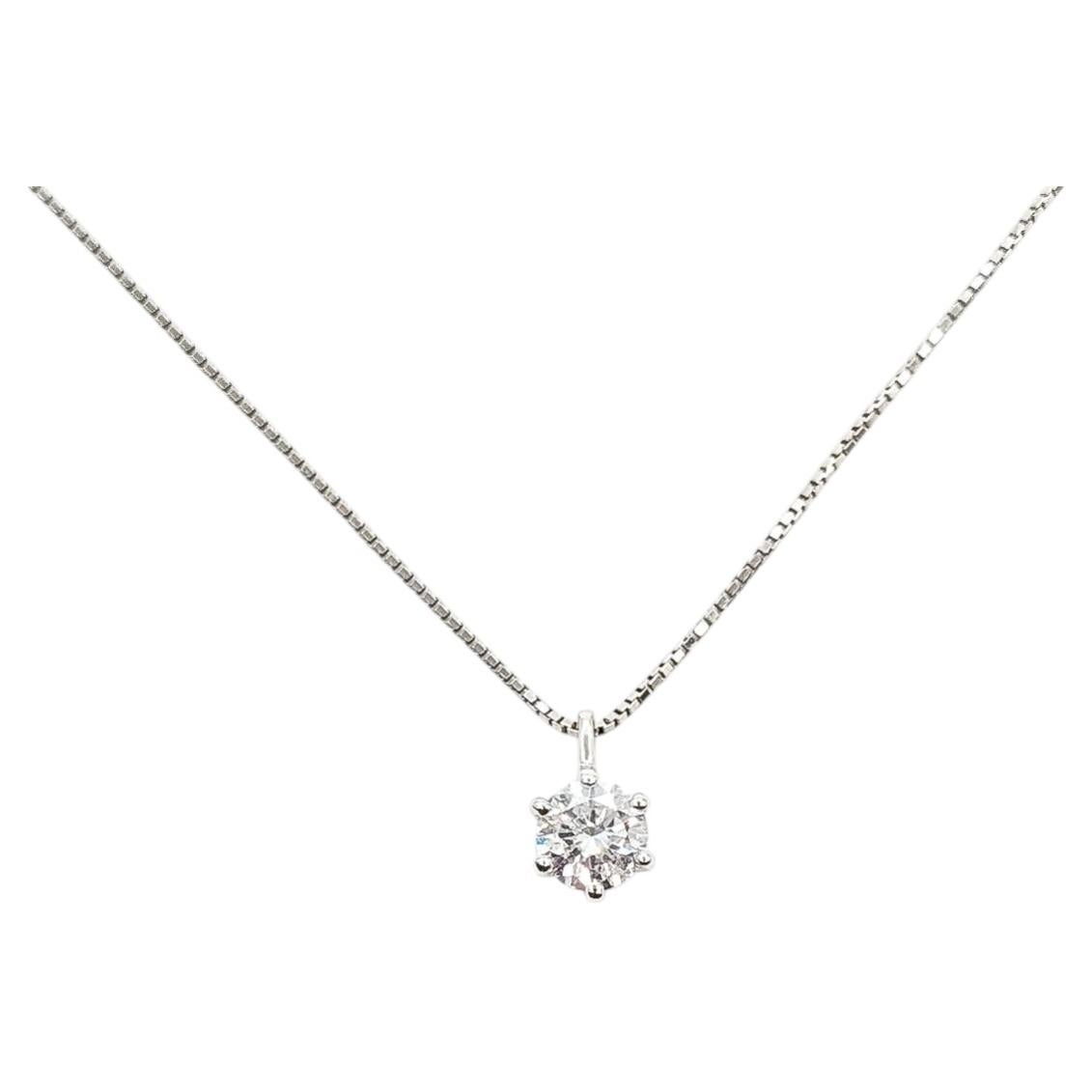 Diamond Solitaire Pendant Necklace in Platinum For Sale