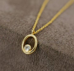 Diamond Solitaire Pendant Necklace Solid 14k Gold Diamond Wedding.
