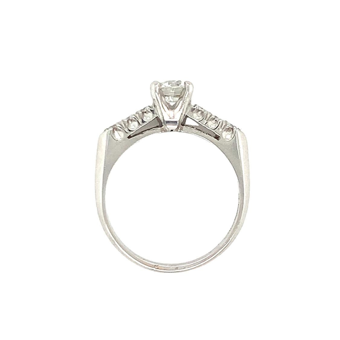 Round Cut Diamond Solitaire Platinum Engagement Ring For Sale