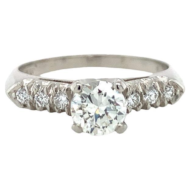 Diamond Solitaire Platinum Engagement Ring For Sale