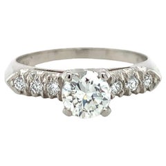 Vintage Diamond Solitaire Platinum Engagement Ring