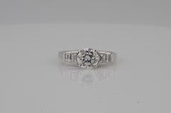Diamond Solitaire Ring 1.10ct with Baguette Accents – VVS2 / I / VG