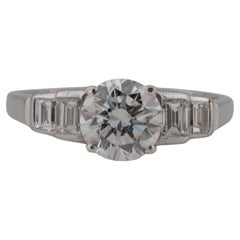 Diamond Solitaire Ring 1.10ct with Baguette Accents – VVS2 / I / VG