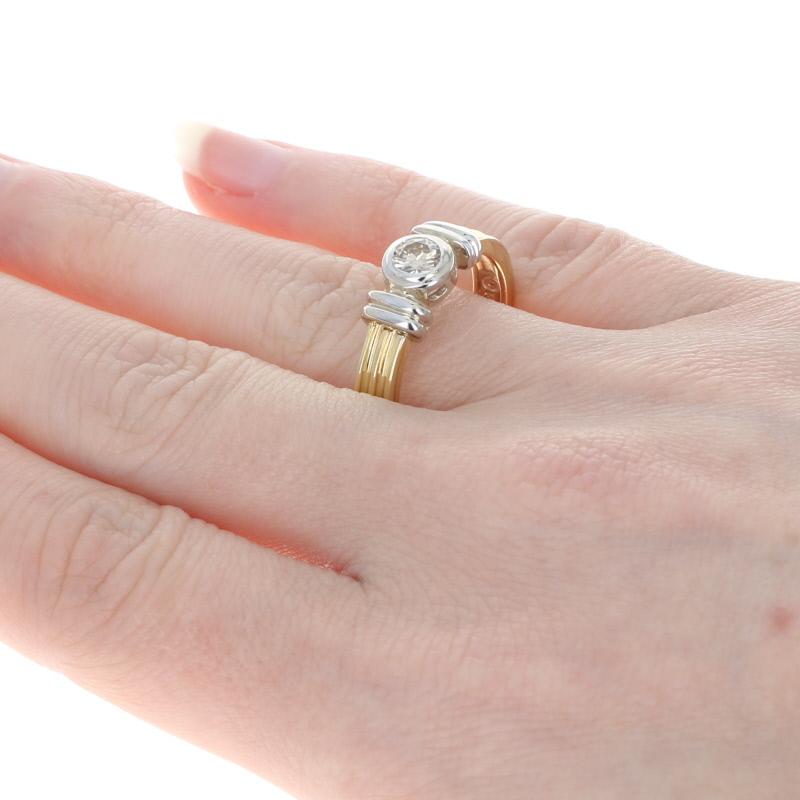 Diamond Solitaire Ring, 14k Yellow Gold Champagne Brown Round Brilliant .44ct In Excellent Condition In Greensboro, NC