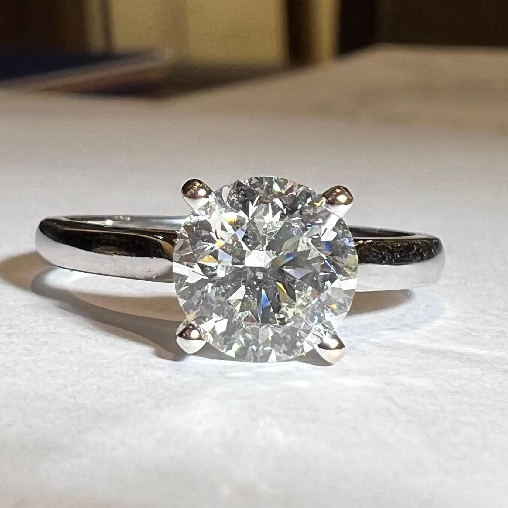 Diamond Solitaire Ring 1.51 Ct Certificate Hrd:g / Vvs2, 18 Carat White Gold For Sale 8
