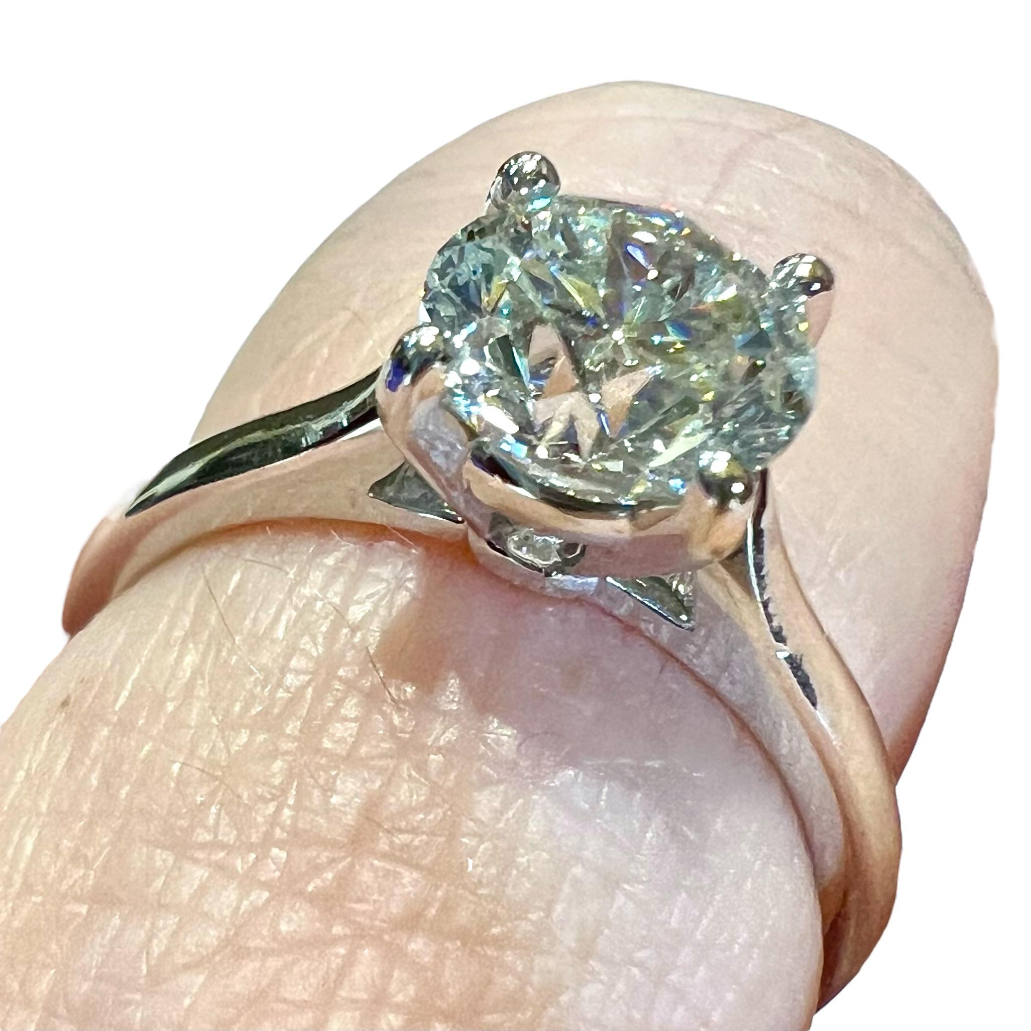Diamond Solitaire Ring 1.51 Ct Certificate Hrd:g / Vvs2, 18 Carat White Gold For Sale 2