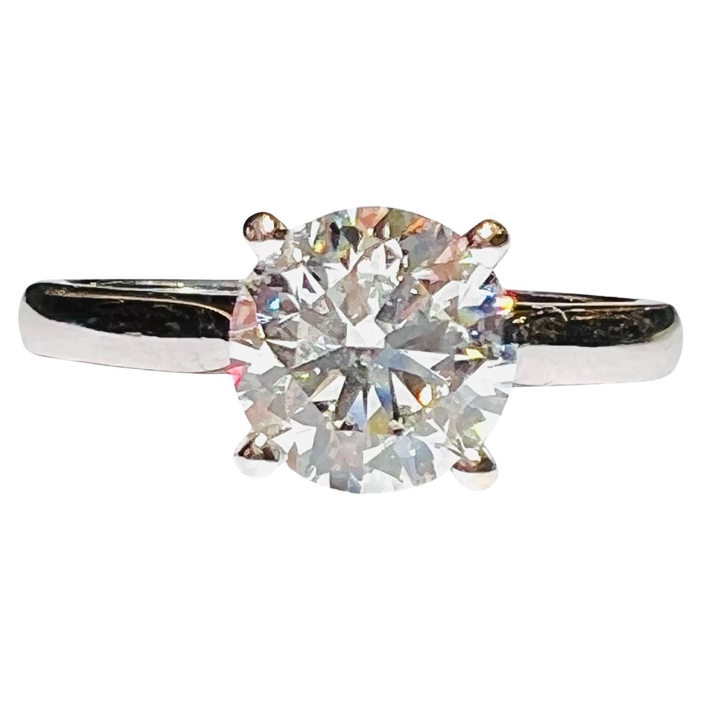 Diamond Solitaire Ring 1.51 Ct Certificate Hrd:g / Vvs2, 18 Carat White Gold For Sale