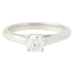 Diamond Solitaire Ring, 18 Karat Gold and Platinum Round Brilliant IGI .49 Carat