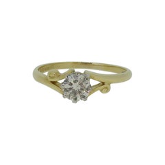 Vintage Diamond Solitaire Ring 18 Karat Yellow & White Gold