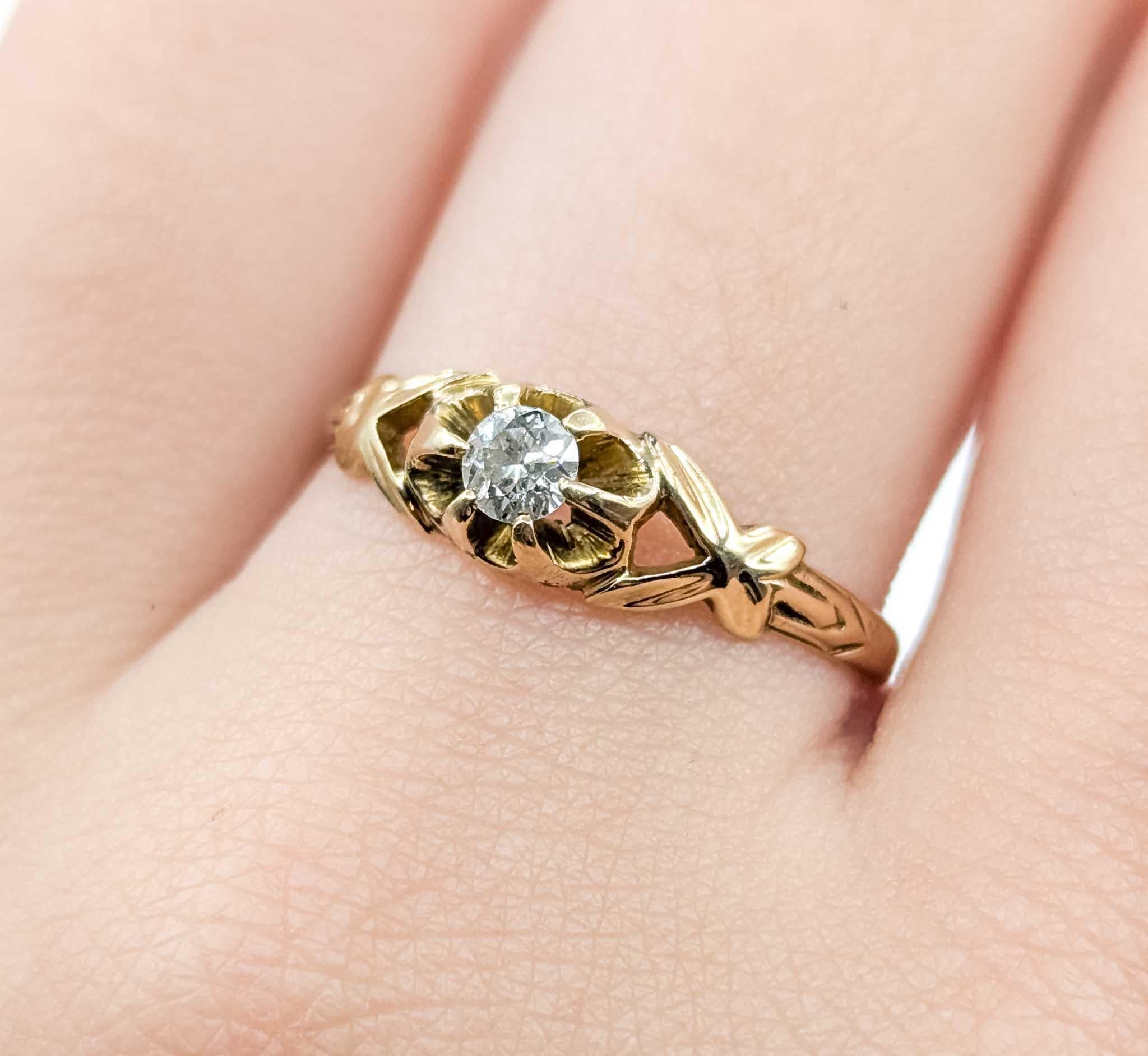 Anello con solitario di diamanti in oro giallo 14k In condizioni ottime in vendita a Bloomington, MN