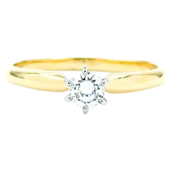 Diamond Solitaire Ring in 18k Yellow Gold & Platinum For Sale