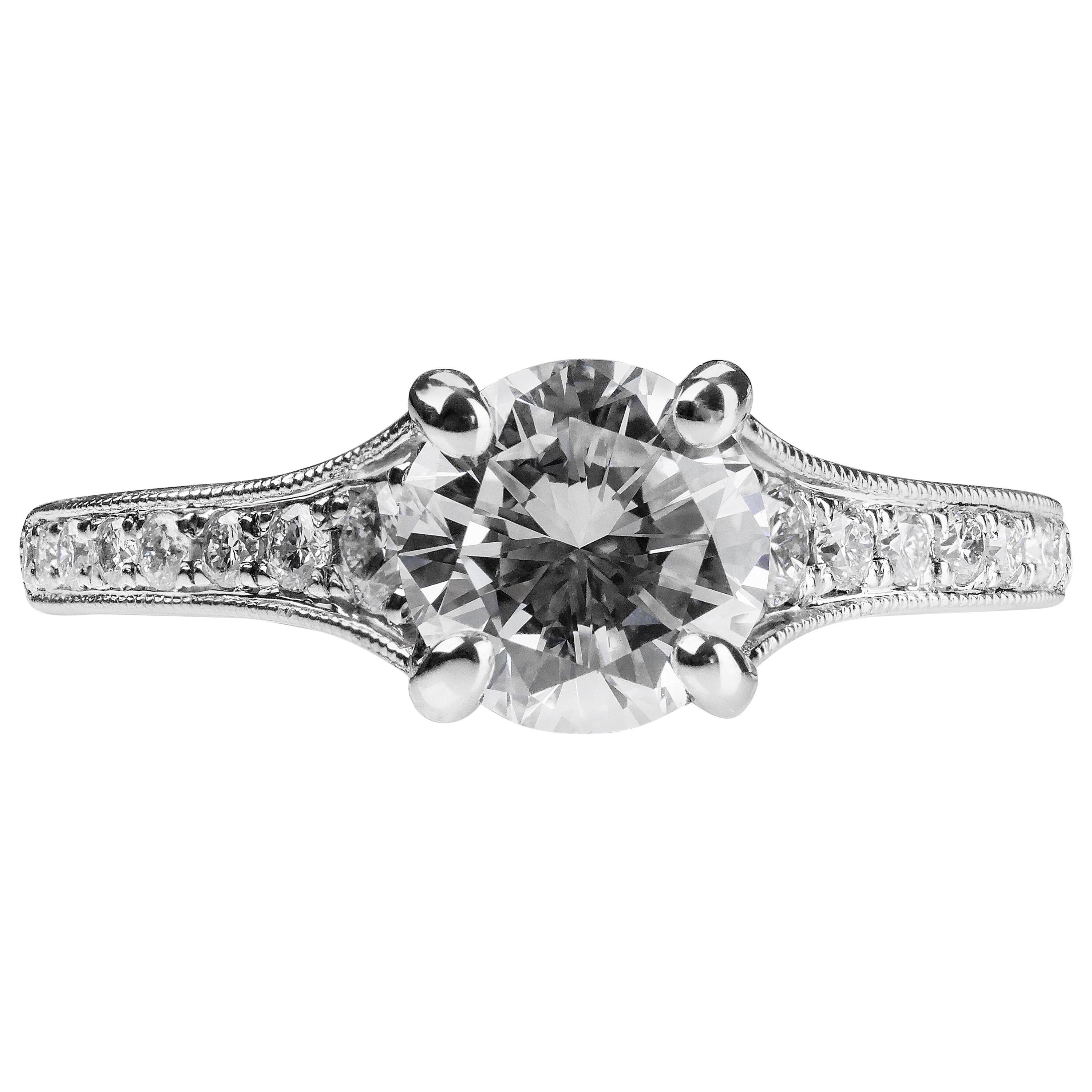 Anello solitario con diamante in platino, taglio brillante rotondo da 1,20 carati