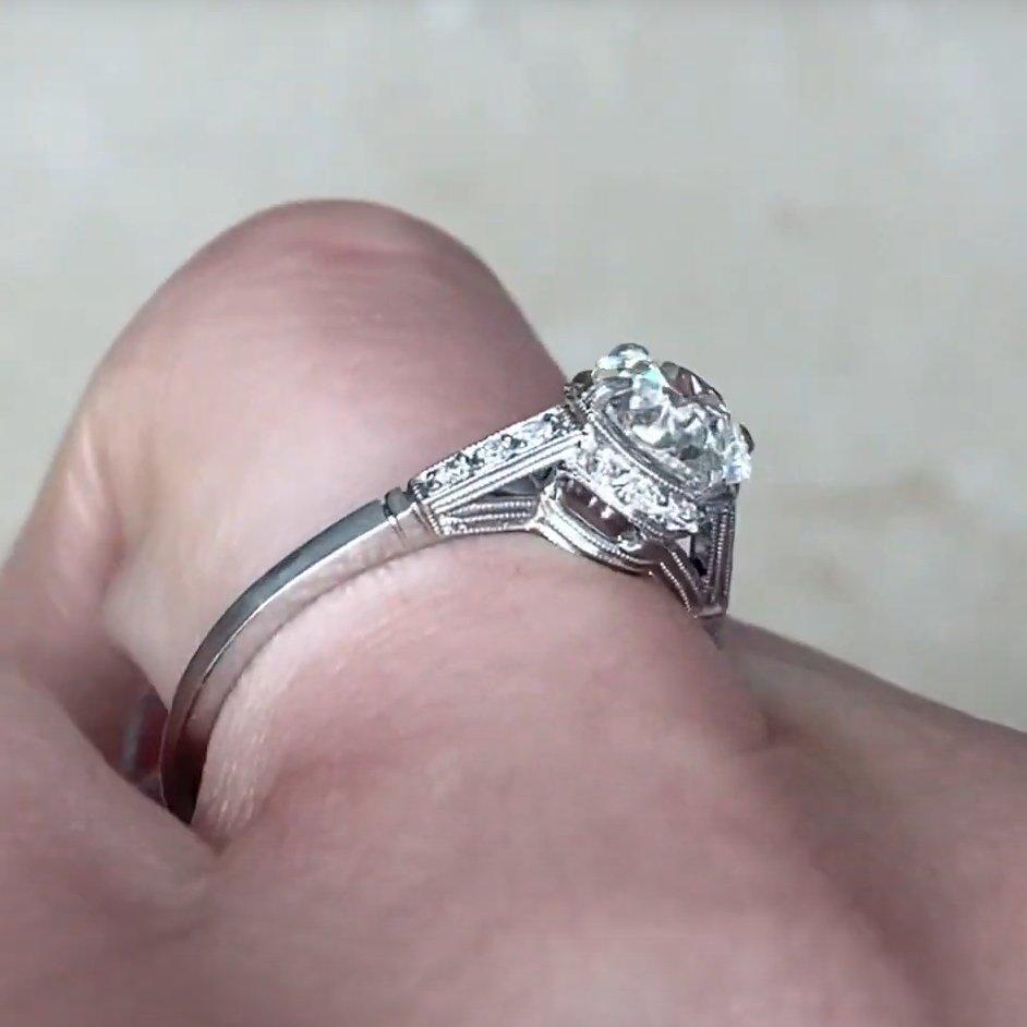 Diamant Solitär-Ring Platin (GIA ca. 1-karätiger) Diamant im alteuropäischen Schliff (Alteuropäischer Schliff) im Angebot