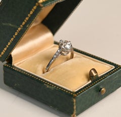 Diamond Engagement Ring. GIA 1ct Old European Cut Diamond Platinum Ring K VS1