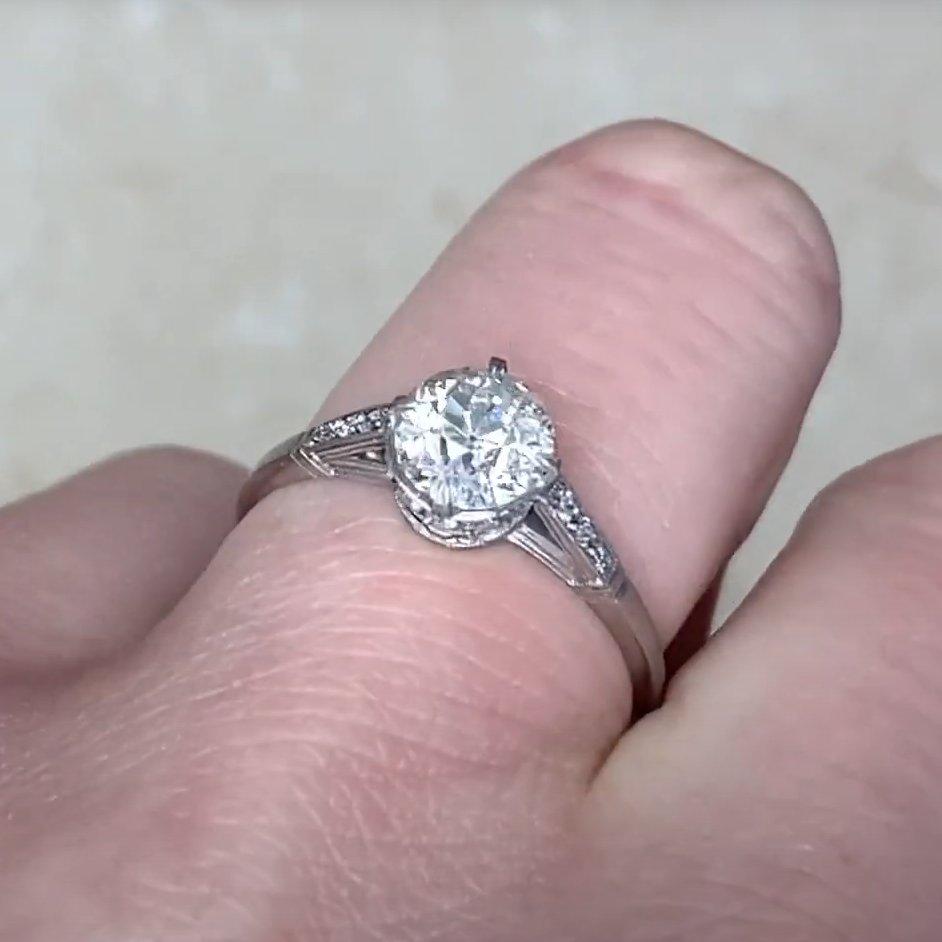 Diamant Solitär-Ring Platin (GIA ca. 1-karätiger) Diamant im alteuropäischen Schliff Damen im Angebot