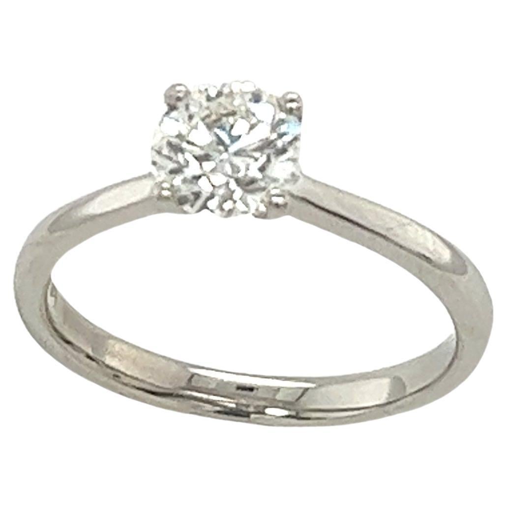 Diamond Solitaire Ring Set With 0.80ct Round Brilliant Cut Diamond For Sale