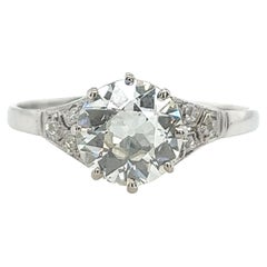 Bague solitaire sertie d'un diamant naturel de 1,63 carat de taille ancienne I/SI1 en 18 carats 