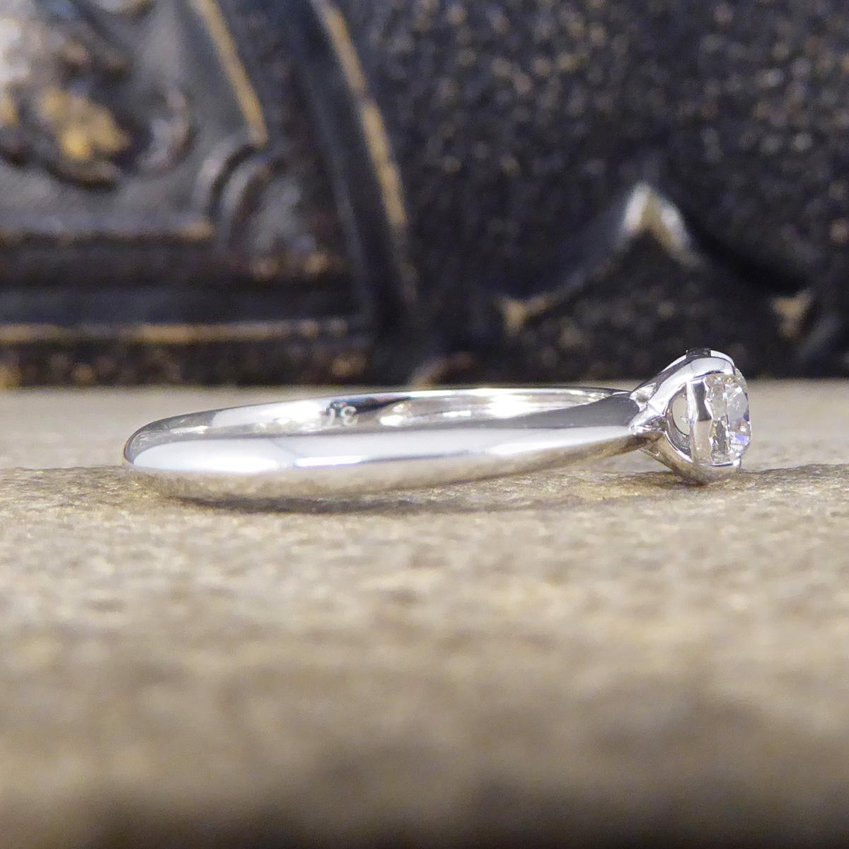 Edwardian Diamond Solitaire Ring with a Cushion Cut Illusion in White Gold For Sale