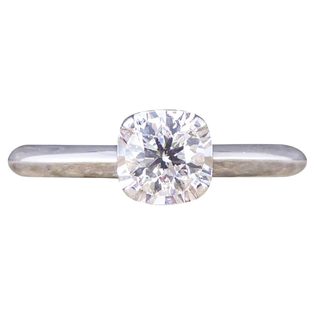 Diamond Solitaire Ring with a Cushion Cut Illusion in White Gold For Sale