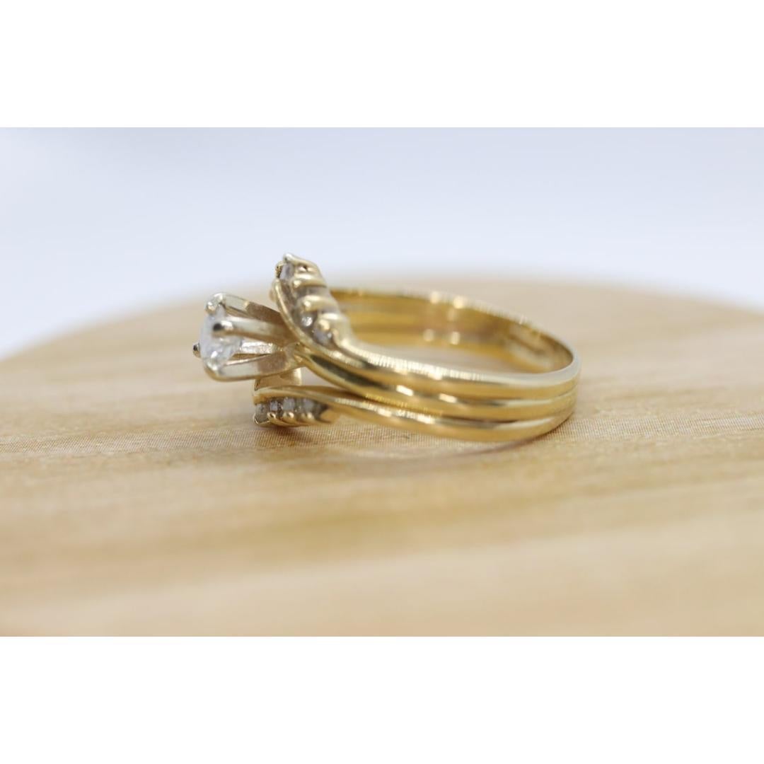 Diamant Solitär-Ring mit Jacke. 14k Diamant-Verlobungsring Set. Hochzeit (Rundschliff) im Angebot