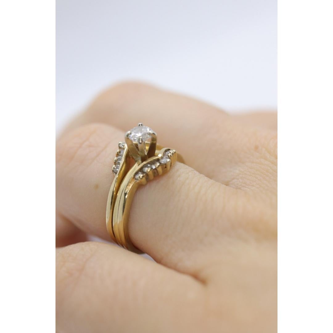 Diamant Solitär-Ring mit Jacke. 14k Diamant-Verlobungsring Set. Hochzeit im Zustand „Gut“ im Angebot in Port Charlotte, FL