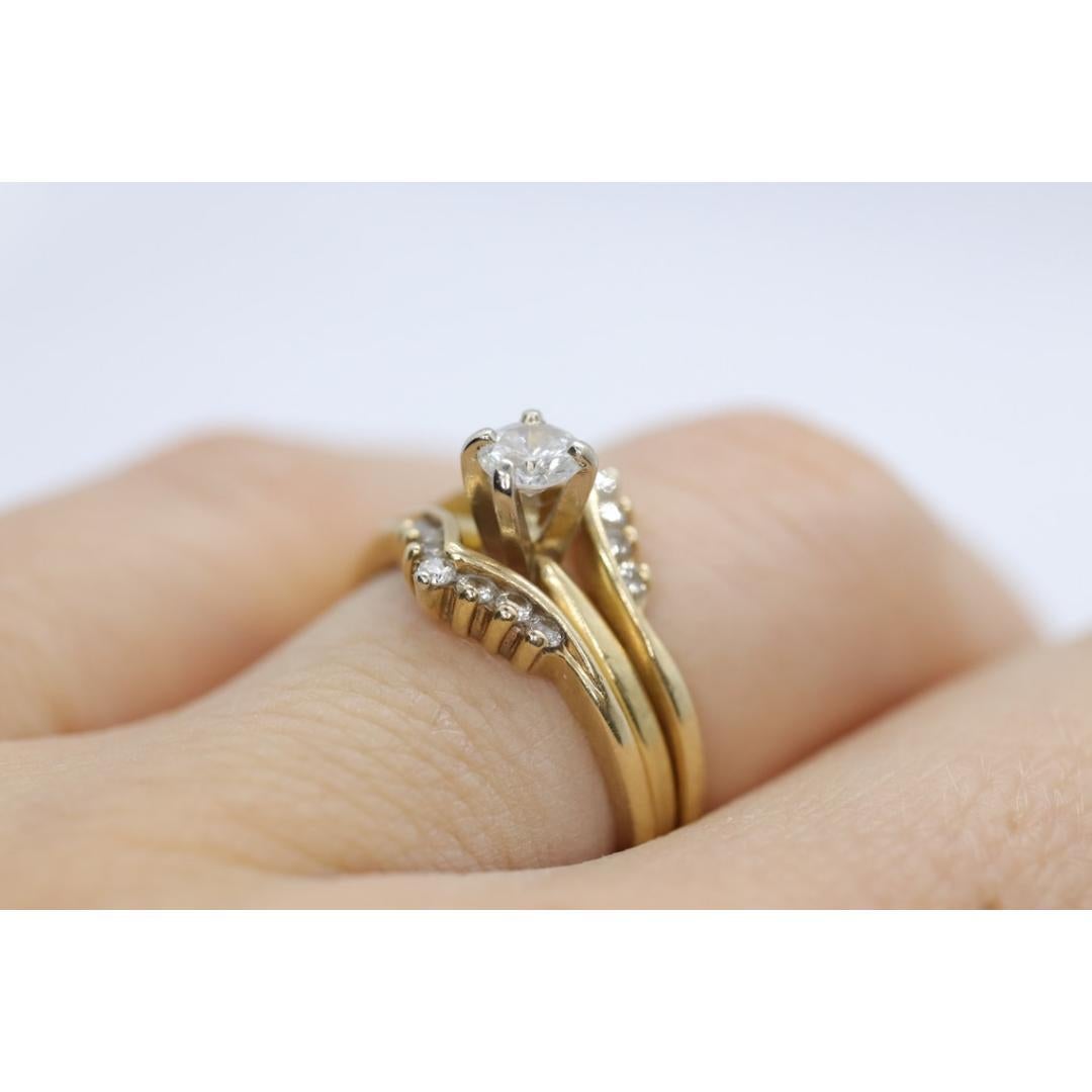 Diamant Solitär-Ring mit Jacke. 14k Diamant-Verlobungsring Set. Hochzeit für Damen oder Herren im Angebot