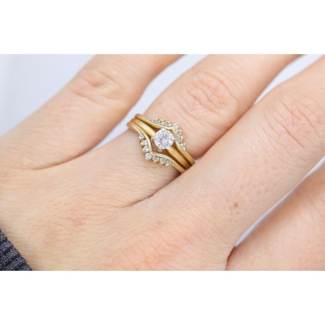 Diamant Solitär-Ring mit Jacke. 14k Diamant-Verlobungsring Set. Hochzeit im Angebot 1