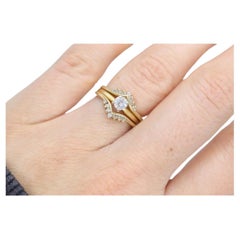Diamond Solitaire Ring with Jacket. 14k Diamond Engagement Ring Set. Wedding