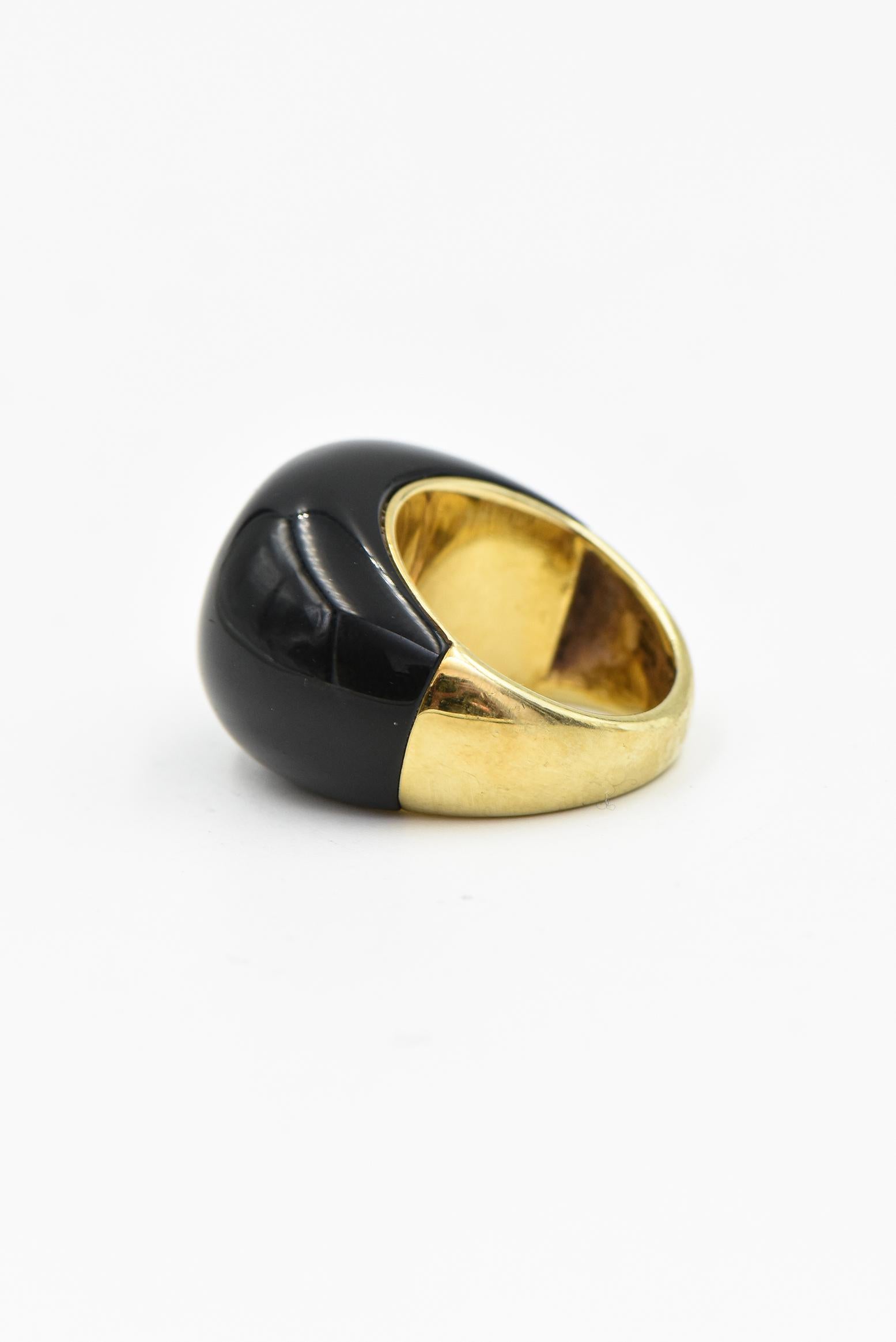 Diamant- Solitär-Ring aus Onyx und Gelbgold 2