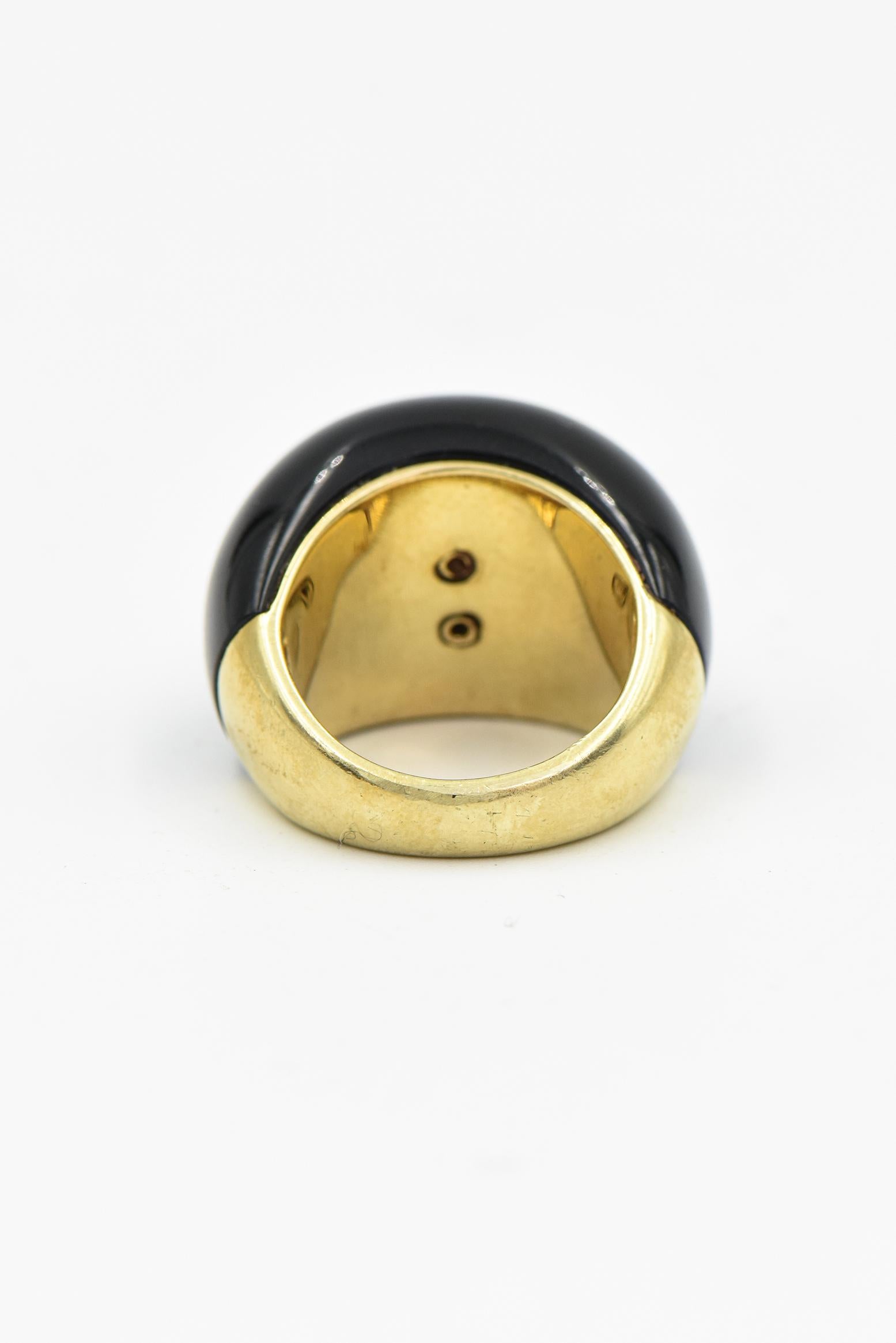 Diamant- Solitär-Ring aus Onyx und Gelbgold 3