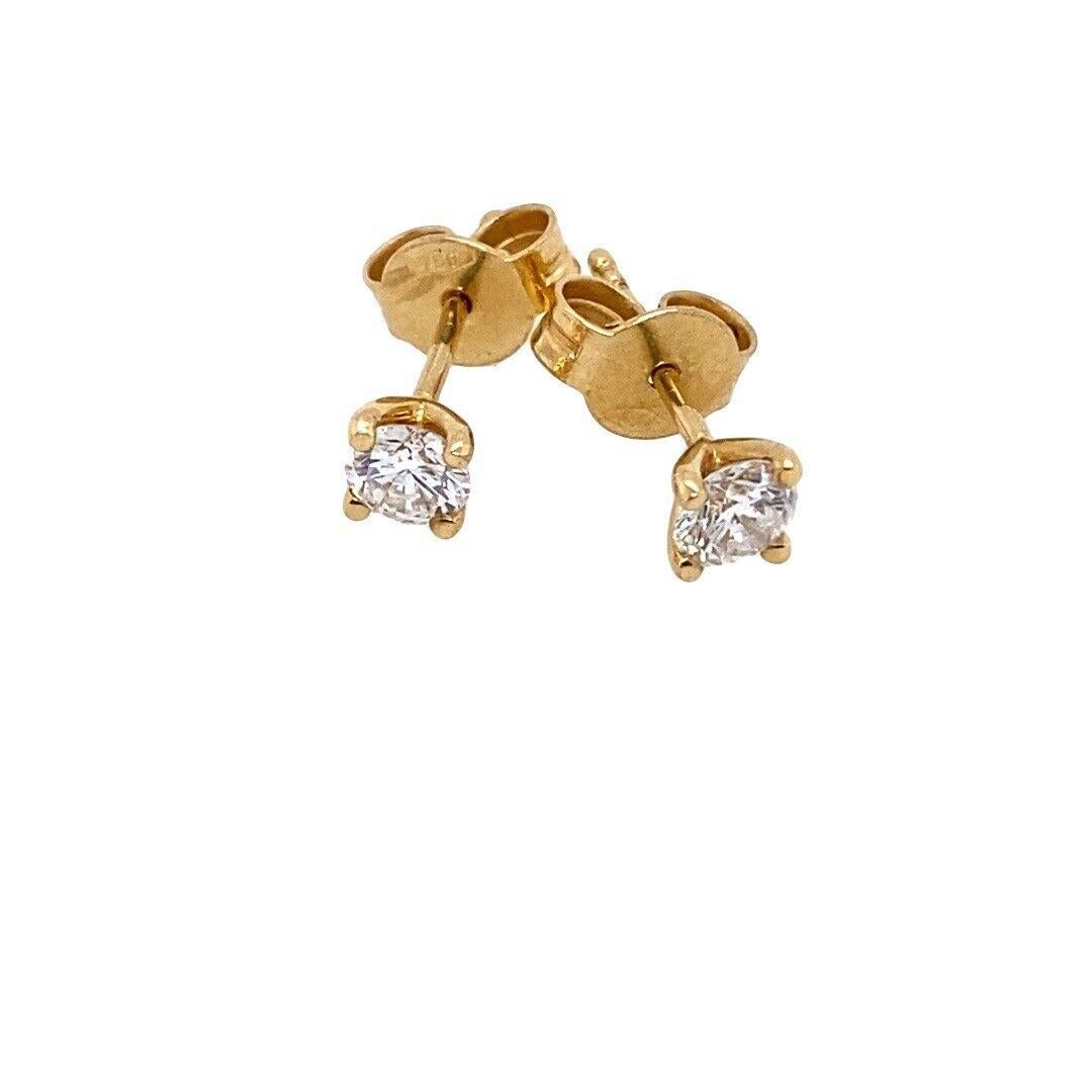 Women's Diamond Solitaire Stud Earrings Set with 0.40ct Diamonds in 18ct Yellow Gold For Sale
