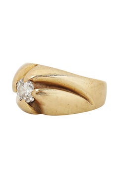Retro 1940's 0.30 carat Diamond Solitaire Yellow 10K Gold Ring