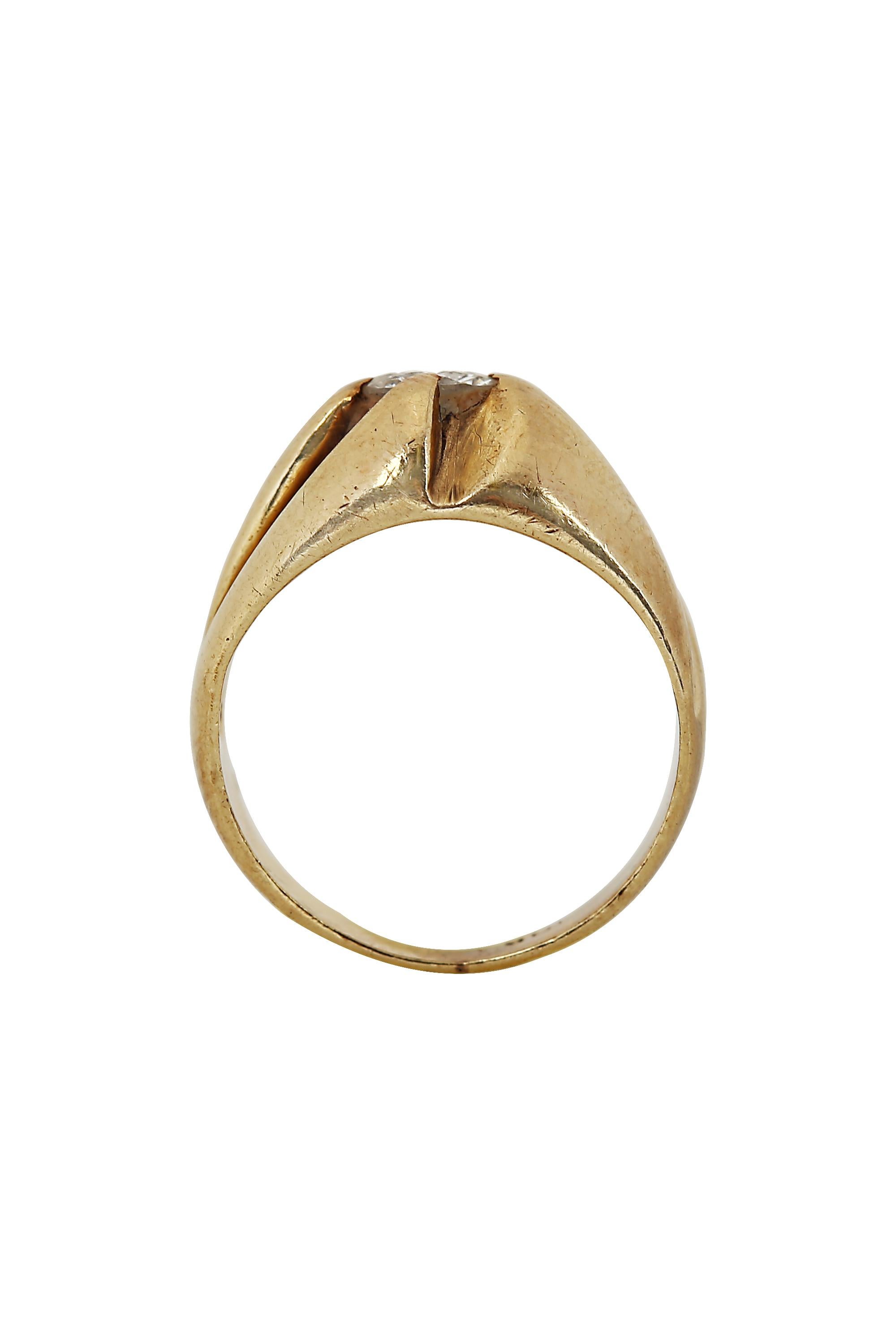 Diamant Solitär Gelbgold Ring (Retro) im Angebot