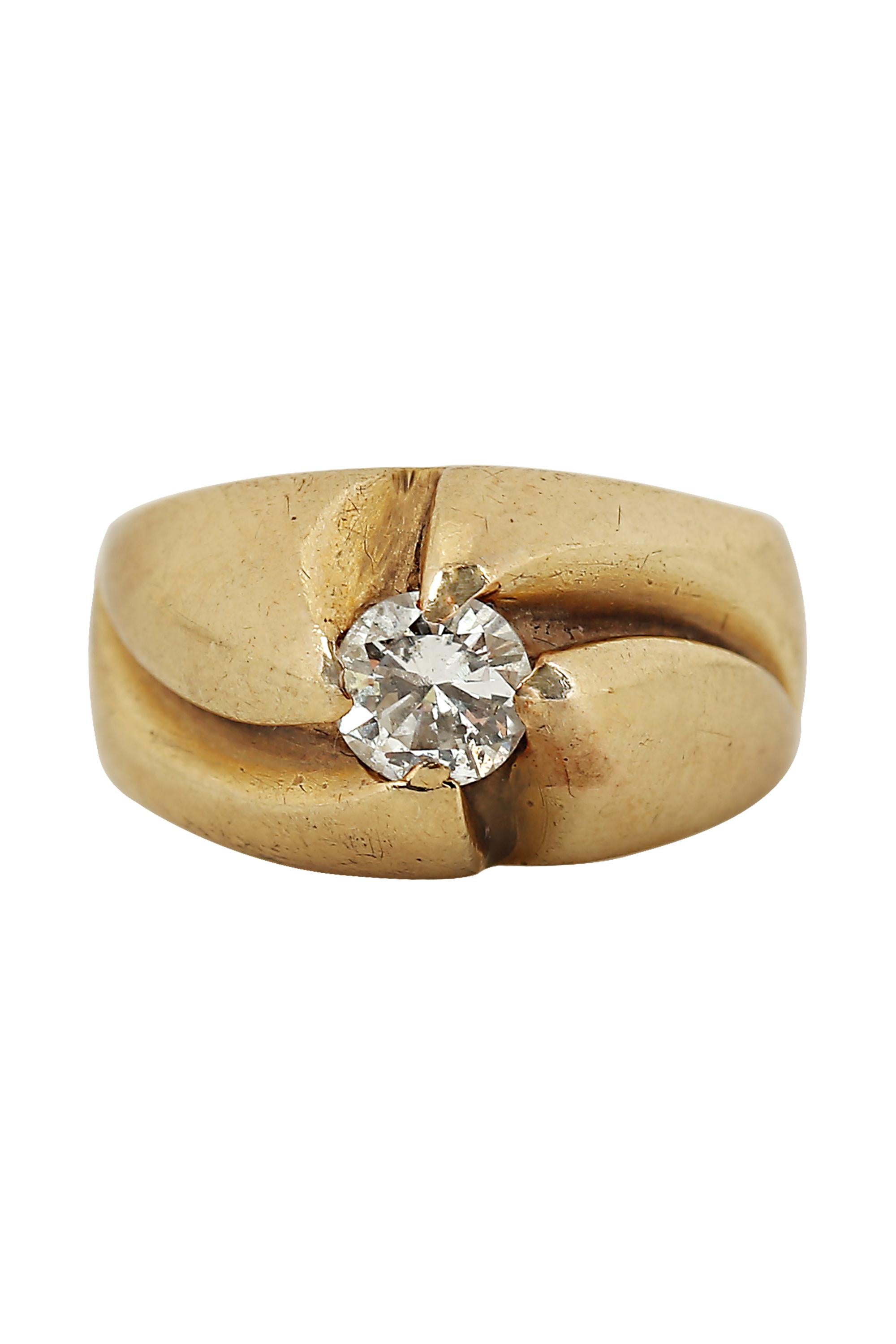 Diamant Solitär Gelbgold Ring (Rundschliff) im Angebot
