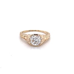 Diamond Solitare Antique 14K Yellow Gold Ring