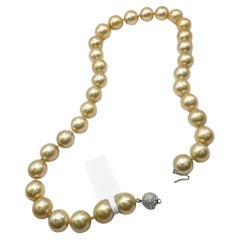 Collier de perles du Sud 18" 13 mm-16 mm 14KT 