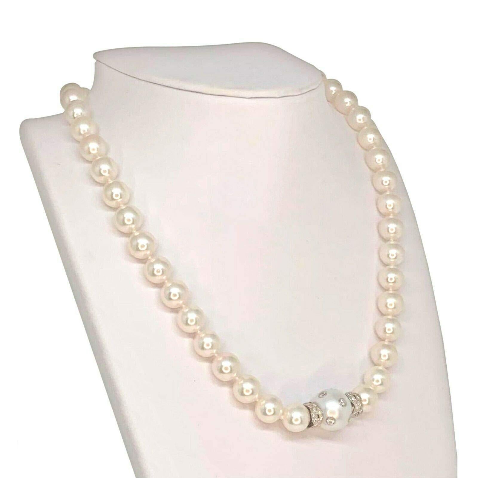Fine Quality South Sea Akoya Pearl Diamond Necklace 14k Gold 13 mm Certified $12,950 921560

This is a Unique Custom Made Glamorous Piece of Jewelry!

Nothing says, “I Love you” more than Diamonds and Pearls!

This Akoya pearl necklace has been