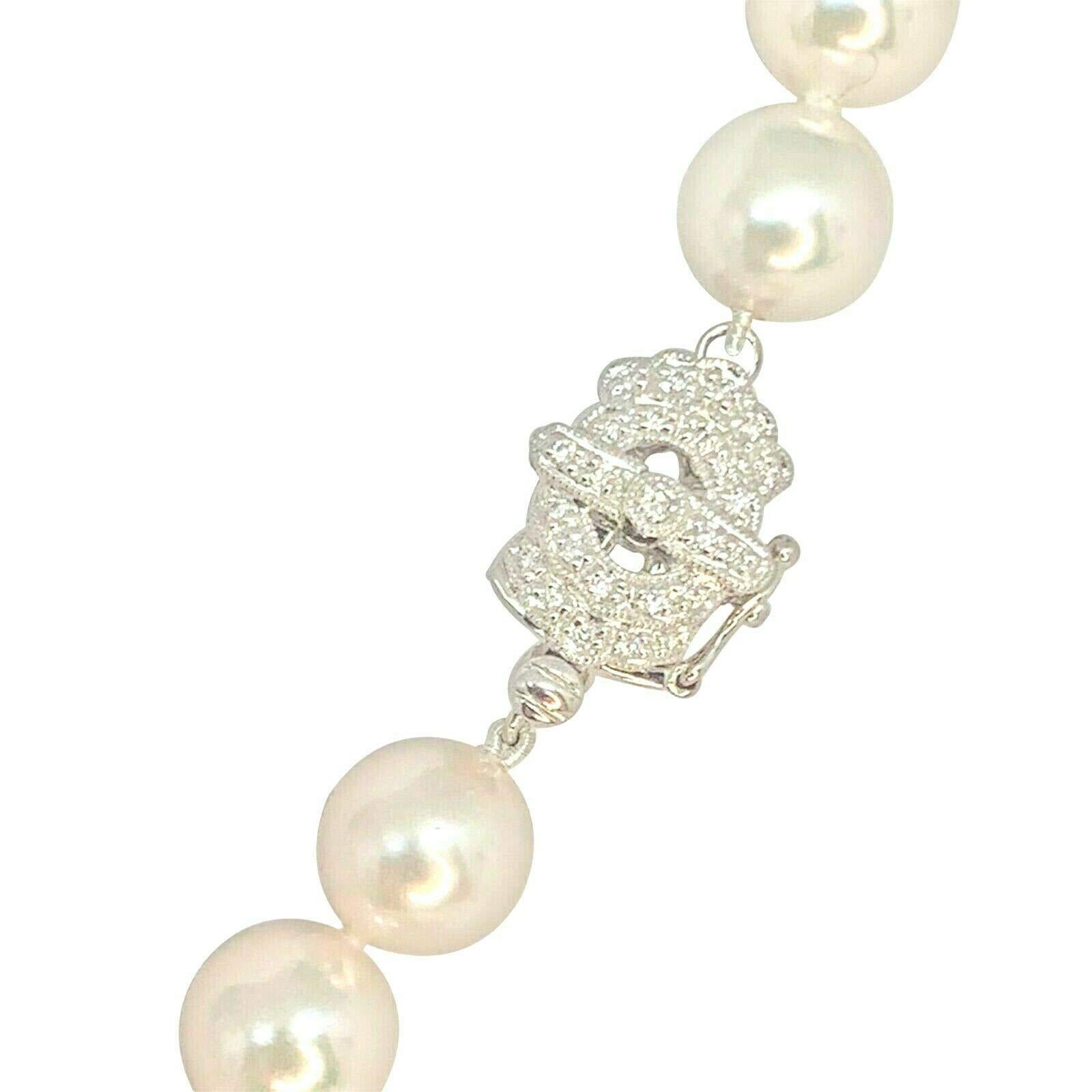 Collana di diamanti con perle Akoya dei mari del sud, oro bianco 14k certificato In condizioni Nuovo in vendita a Brooklyn, NY