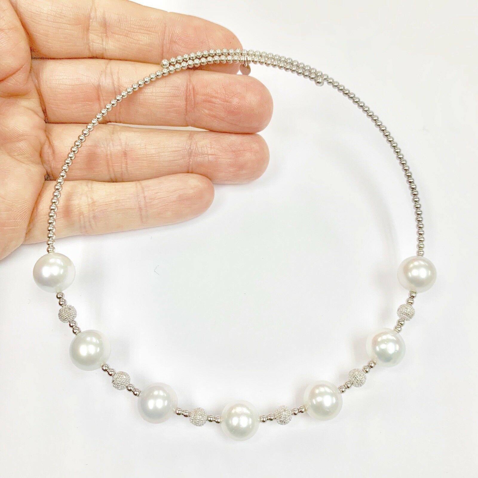 Fine Quality South Sea Pearl Diamond Necklace Choker 16
