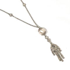 Collar de Diamantes Perla del Mar del Sur Oro Blanco 14k Certificado