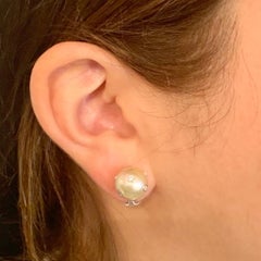 Diamond South Sea Pearl Earring 14 Karat Certified