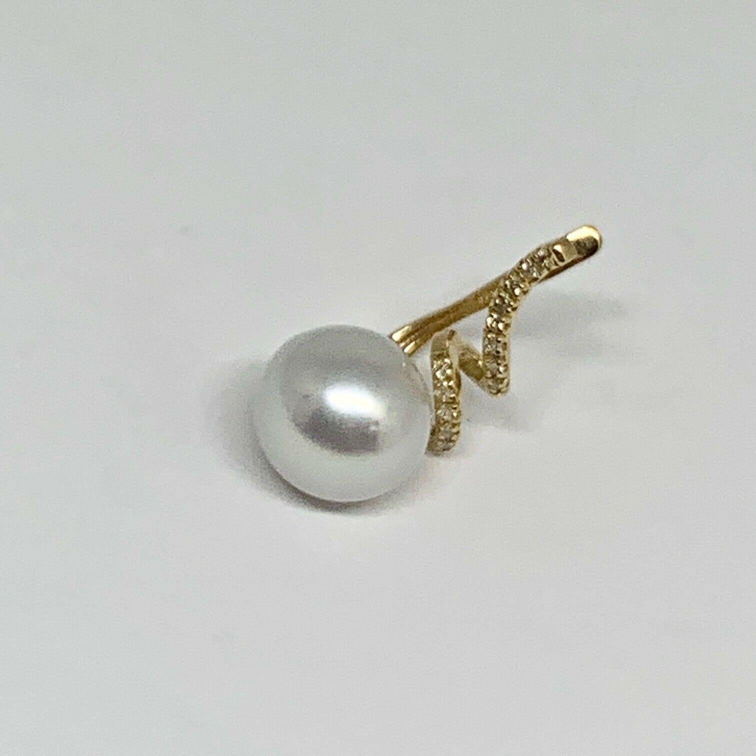 Orecchini di diamanti con perle dei mari del sud in oro giallo 14k 0,13 TCW certificati in vendita 6