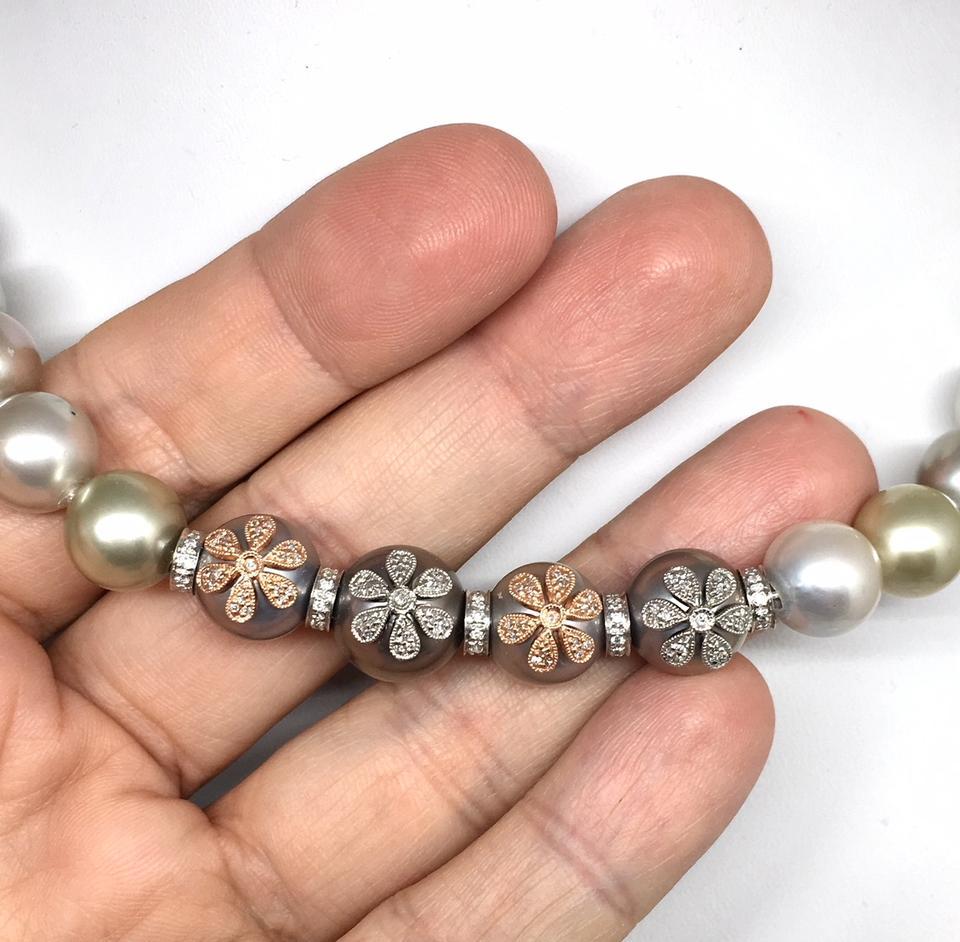 Collier de perles des mers du Sud en diamants de 12,8 mm certifiés en vente 2