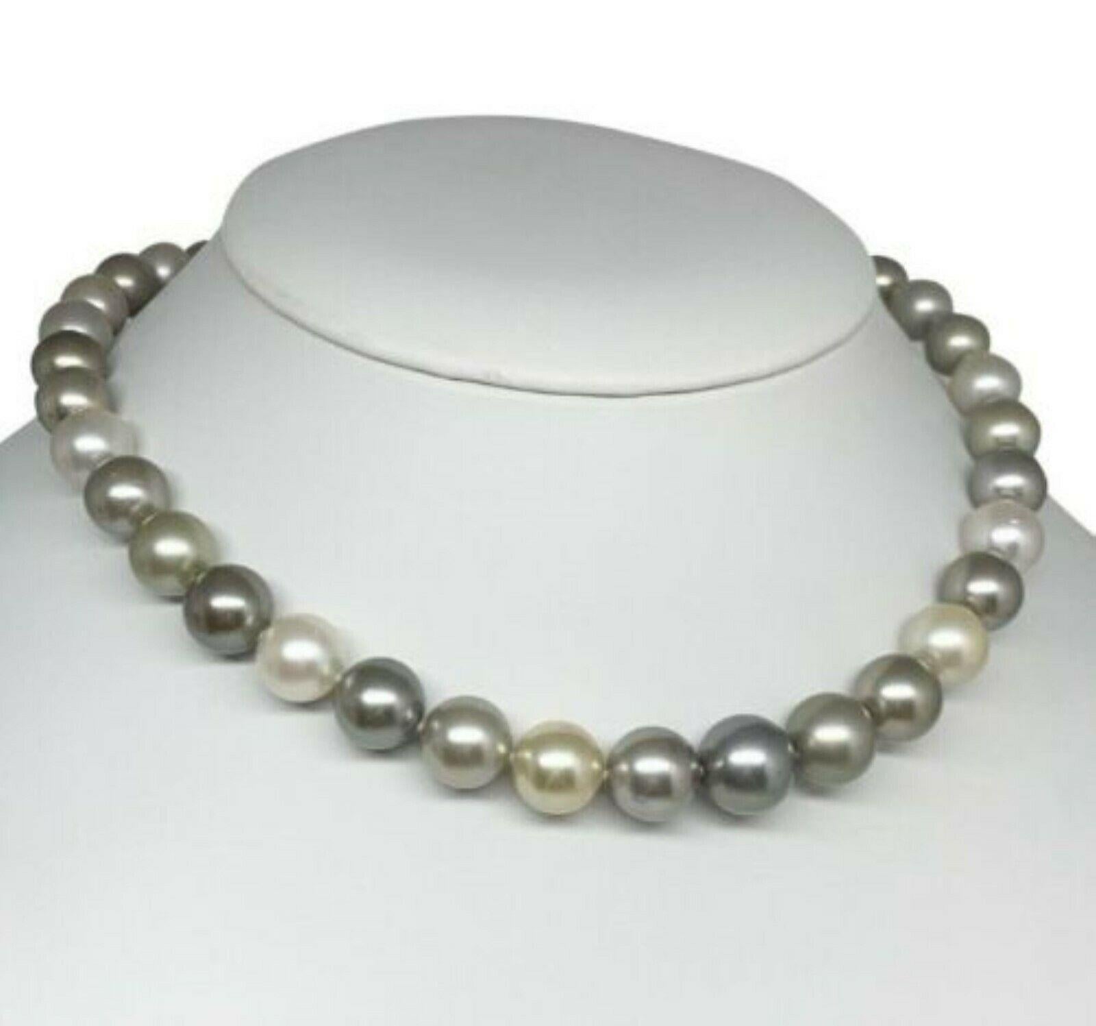 Modern Diamond South Sea Pearl Necklace 14k Gold Certified For Sale